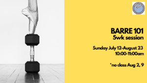 BARRE 101 5wk session- Sunday @ 10:00am- July 12-August 23  *no class Aug 2, 9