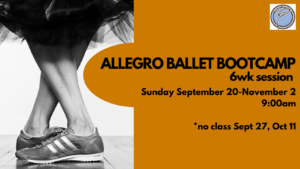 ALLEGRO BALLET BOOTCAMP 6wk session- Sunday @ 9:00am- September 20-November 8  *no class Sept 27, Oct 11